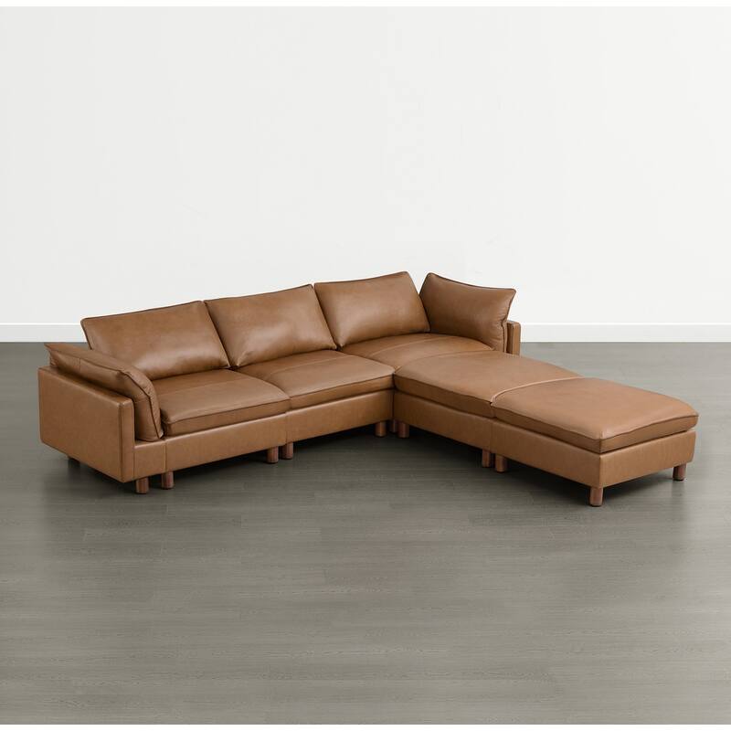 Spruce & Spring Modular Cloud Couch Sofa with Wood Legs for Living Room
