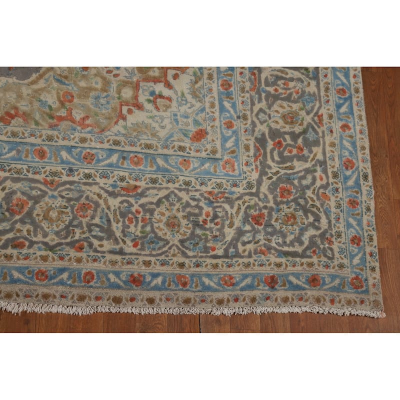 Traditional Gray Tabriz Persian Area Rug Hand-Knotted Wool Carpet - 7'11"x 11'5"