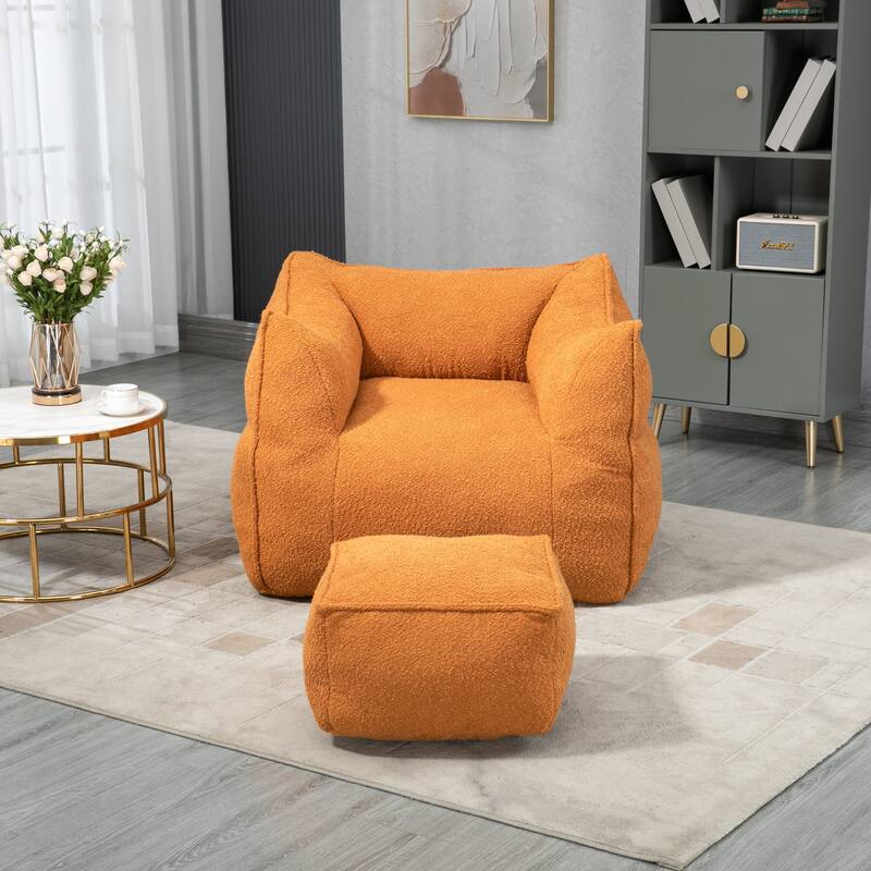 GDFStudio - COOLMORE Boucle Bean Bag Chair with Memory Foam Filling for Ultimate Comfort