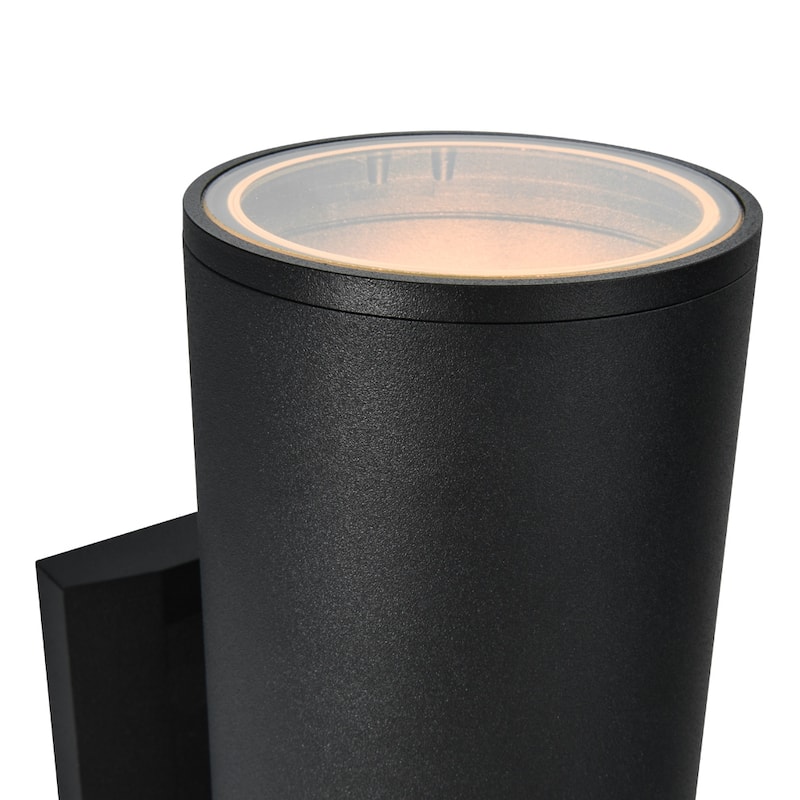 13.4 in. 2-Light Modern Industrial Black Linear Cylinder Waterproof IP54 Outdoor Lantern Wall Sconces