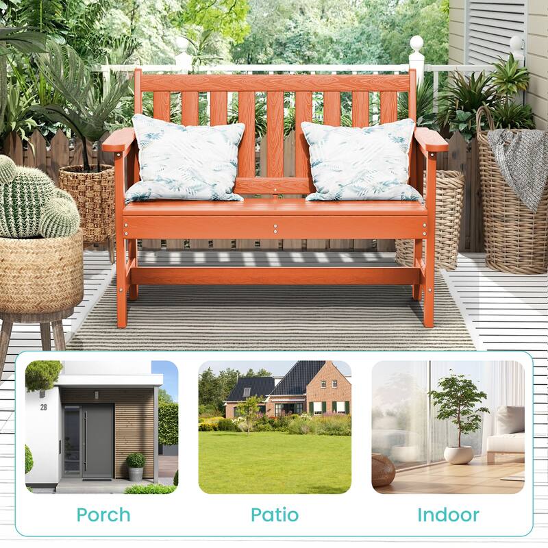 Outdoor 2-Person Garden Bench 42.92-in W x 35.83-in H
