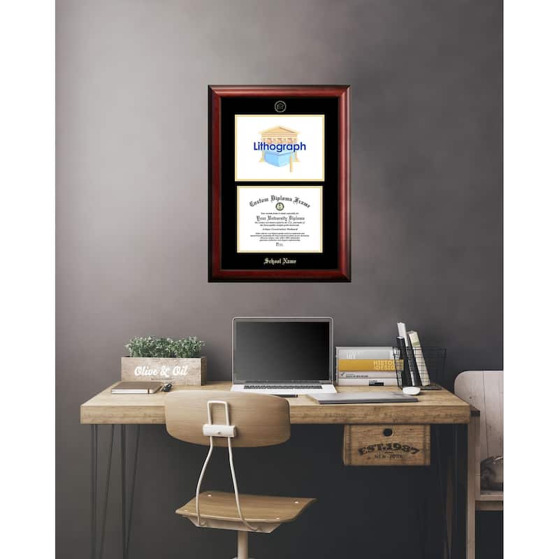 DePaul University 11w x 8.5h Gold Embossed Diploma Frame with Campus Images Lithograph