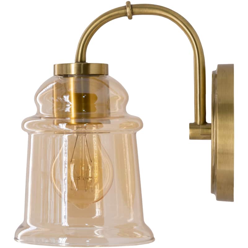 Artistic Weavers Alro Antiqued Brass & Glass 1-light Wall Sconce - 8.625"H x 5.25"W x 8.25"D