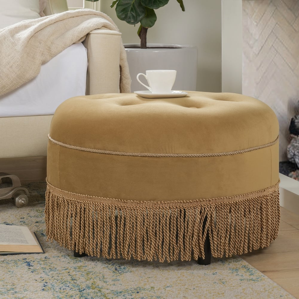 Yolanda 24" Upholstered Round Accent Ottoman