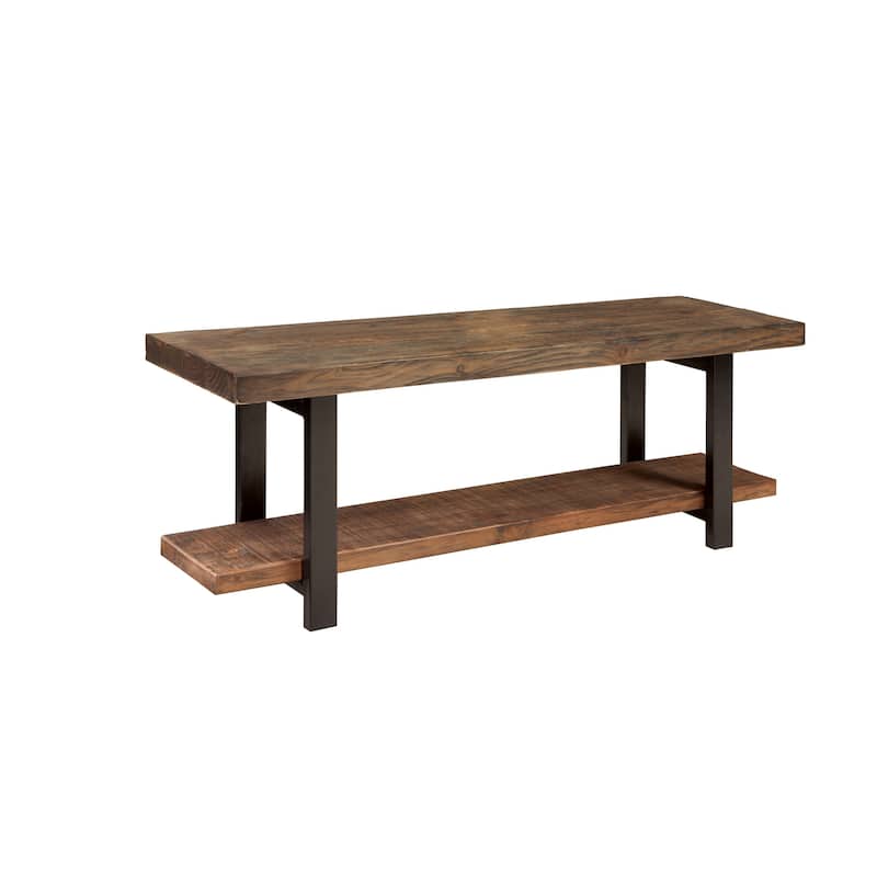 Lawrence Reclaimed Wood Bench with Shelf