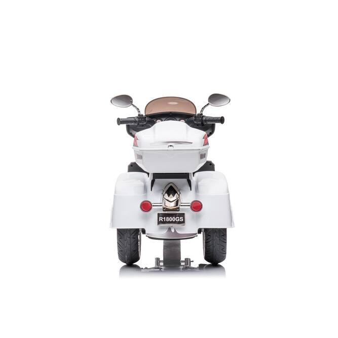 White Kids 3-Wheel Motorcycle with Dual Seats, Ride-On Motorcycle Electric Motorcycle with LED Headlight