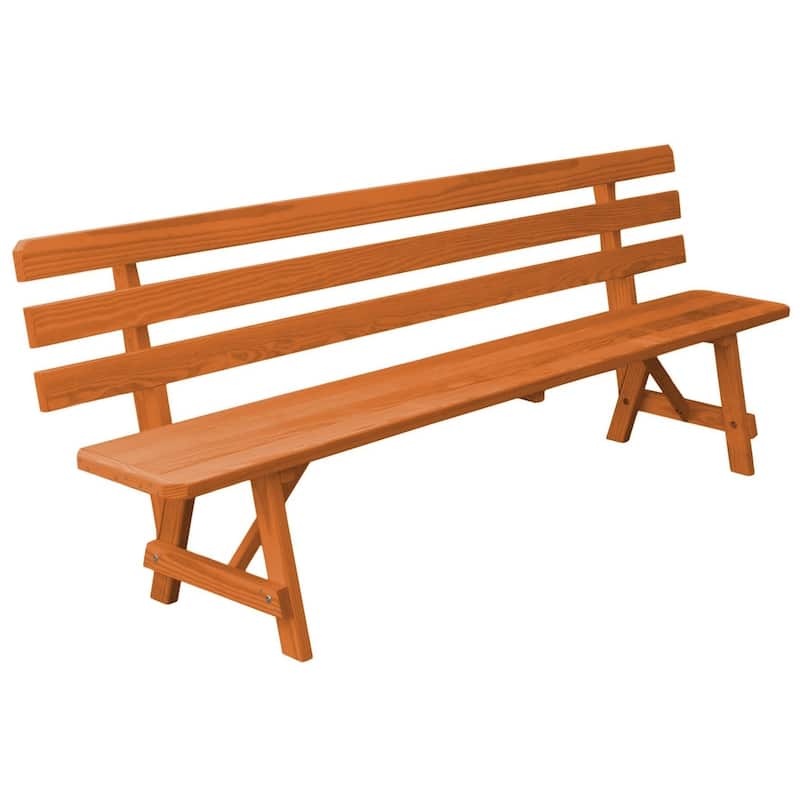 Cedar 8' Traditional Backed Bench - Cedar Stain