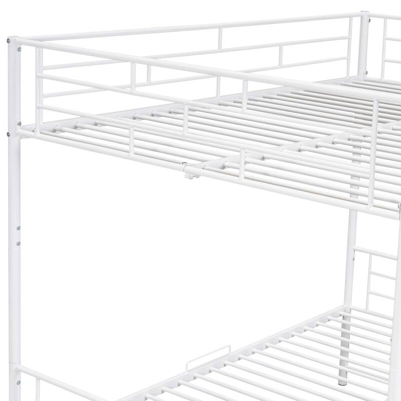Full Over Full Metal Bunk Bed with Guardrails