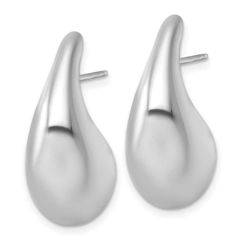 Curata 925 Sterling Silver Rhodium Trendy Puffed Teardrop Post Earrings - 28x16mm
