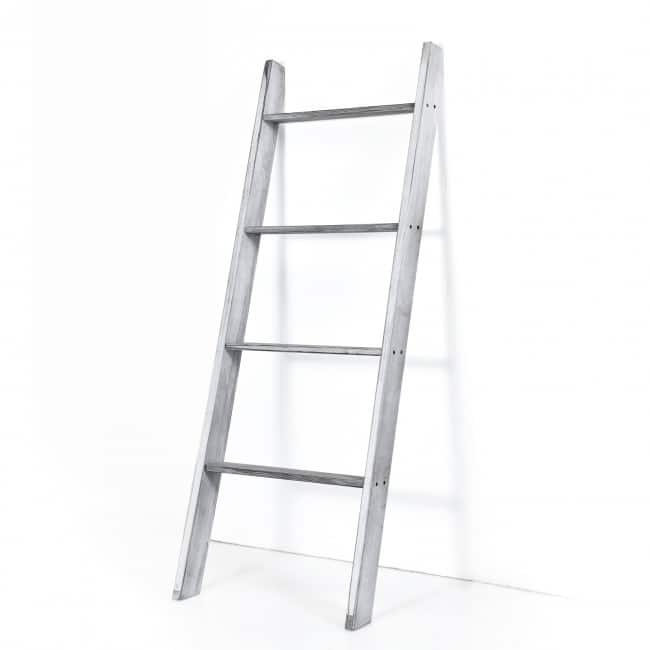 54” Leaning Wooden Blanket Ladder Rack for Storage Decorative Towel Shelf for Bedroom and Bathroom - 20" x 3" x 54" (L x W x H) - Grey