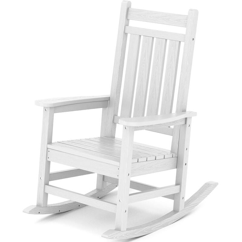 HDPE Outdoor Patio Rocking Plastic Adirondack Chair - White