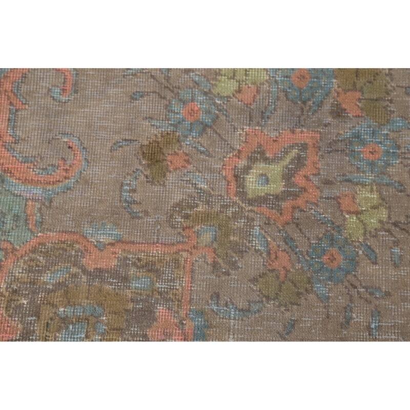 Distressed Gray Tabriz Persian Vintage Area Rug Handmade Wool Carpet - 8'8"x 12'0"