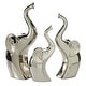preview thumbnail 3 of 4, Silver Porcelain Ceramic Elephant Decorative Sculpture (Set of 3)