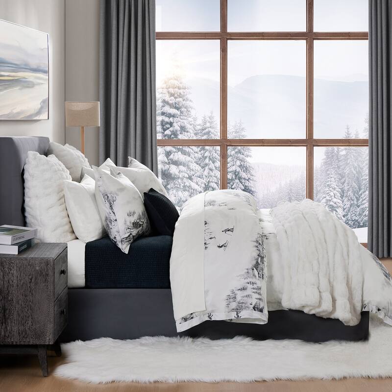 HiEnd Accents Ski Life Printed Lyocell Watercolor Landscape Euro Sham, 27"x27"