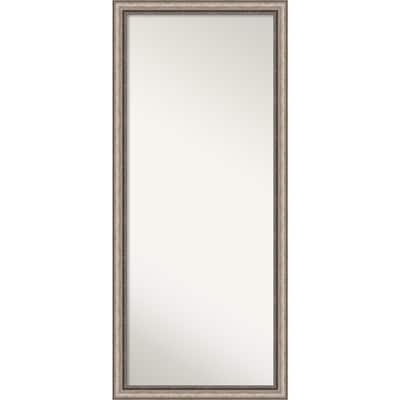 Non-Beveled Wood Full Length Floor Leaner Mirror - Lyla Ornate Silver Frame - Lyla Ornate Silver - Outer Size: 28 x 64 in