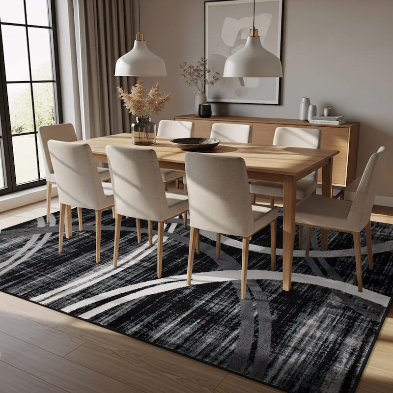 World Rug Gallery Contemporary Abstract Circles Design Area Rug