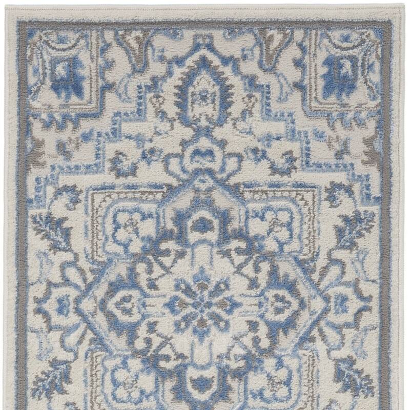 Power Loomed Abstract Floral Traditional Non Skid Stain Resistant Low Pile Area Rug - 90' X '27' X '0.25