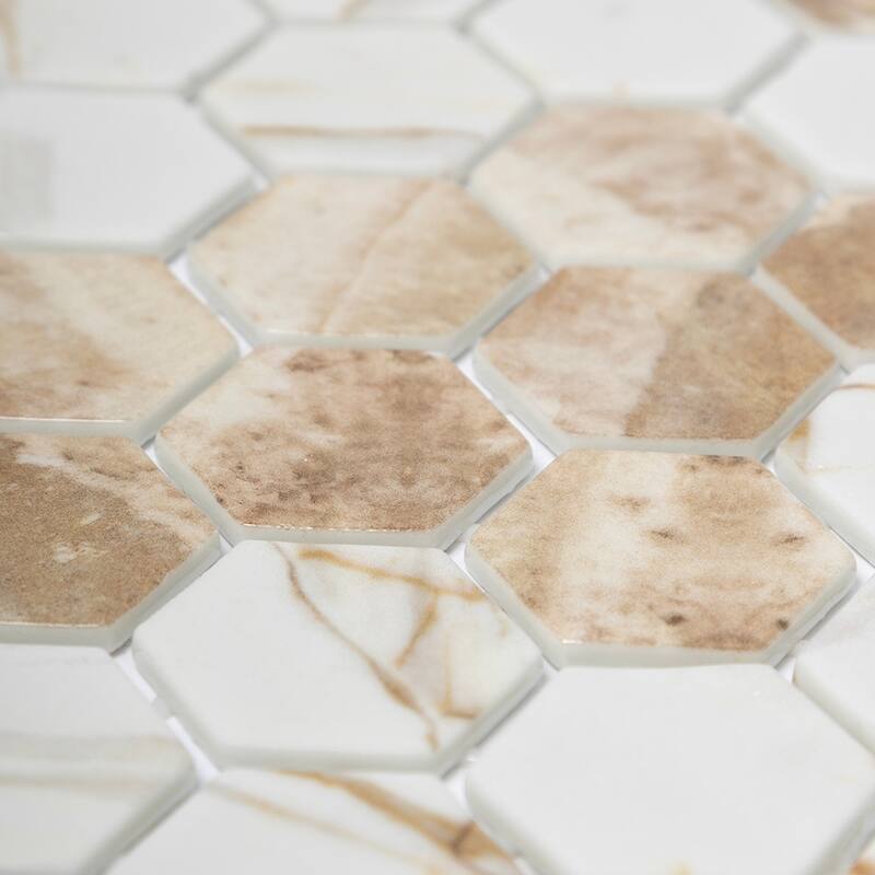 Eterna Hex 2x2 Glass Hexagon Mosaic Tile - Floor, Wall, Backsplash