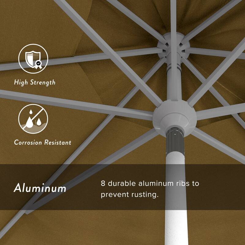 California Umbrella 11' Rd. Aluminum Patio Umbrella, Crank Lift, Collar Tilt, Dbl Wind Vent, White Finish, Sunbrella Fabric