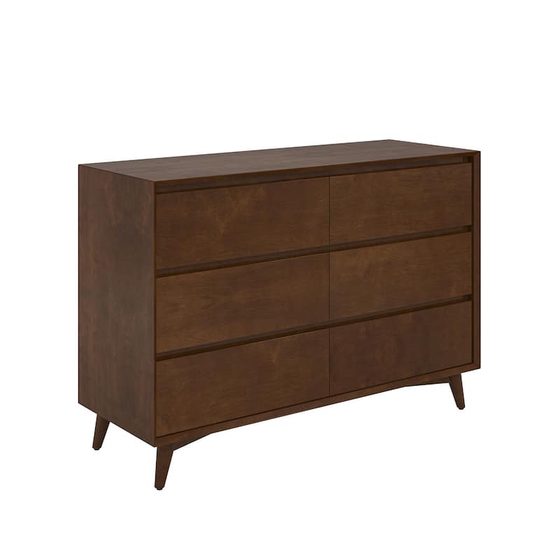Raffaele Mid-century 6-Drawer Dresser with Solid Wood Legs by HULALA HOME