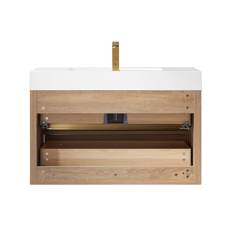 Palencia Single Floating Vanity with White Sink Top without Mirror - 36in.
