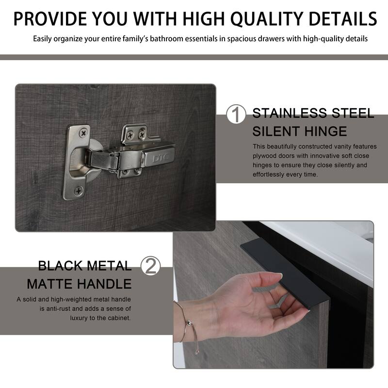 Malwee 22" Floating Bathroom Vanity, Mini Wall Mounted Bathroom Vanity, Single with Ceramic Top and Soft Close Door