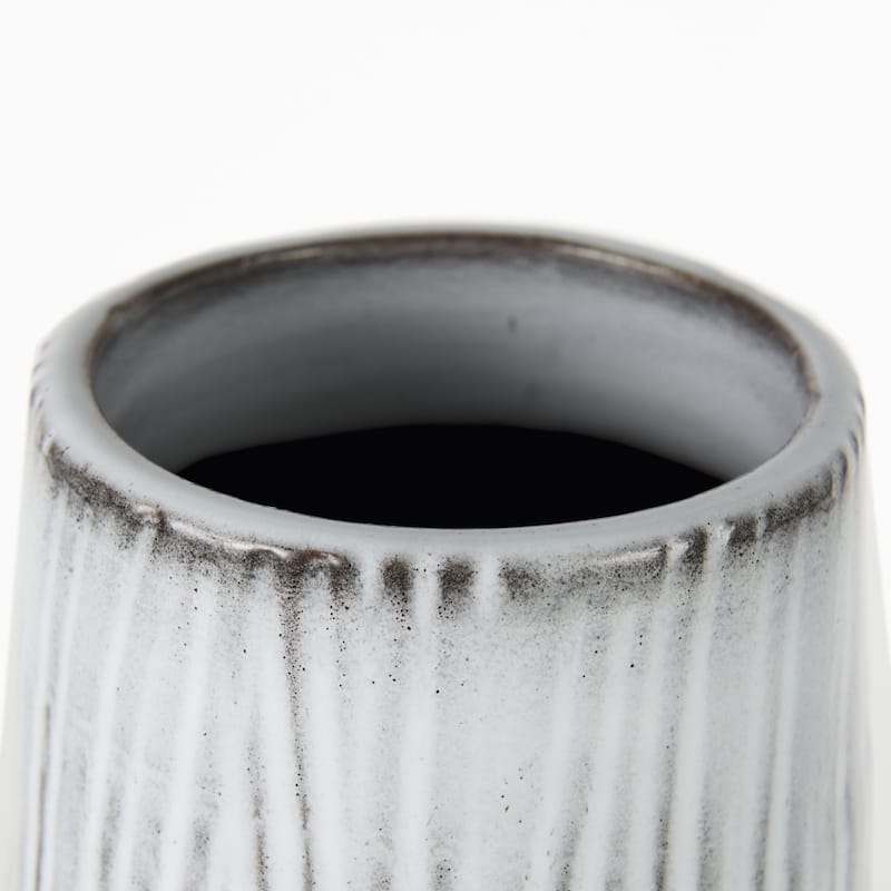 HomeRoots 19" Black Gray And White Abstract Cylinder Ceramic Table Vase