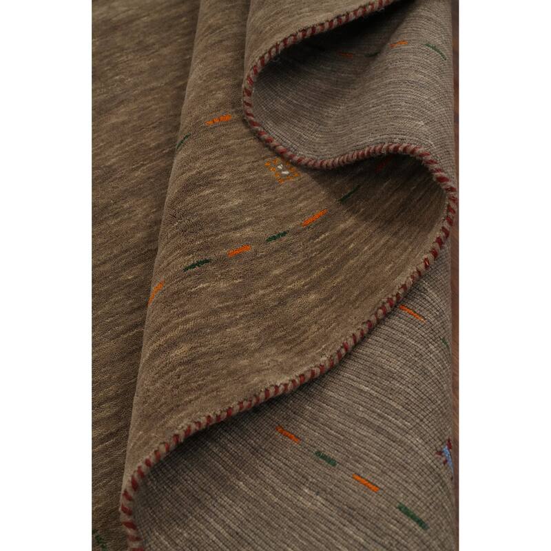 Hand Knotted Oriental 100% Wool Carpet Tribal Animal Pictorial Brown Gabbeh Area Rug - 8' 0'' X 8' 0''
