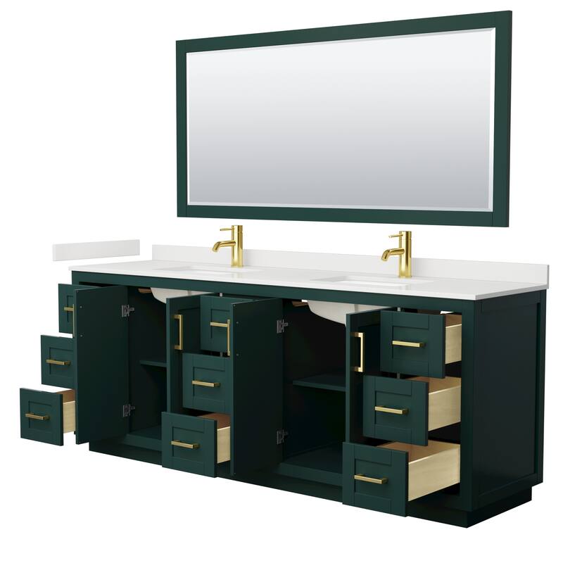 Miranda 84-inch Double Vanity, Quartz Top, 70-inch Mirror