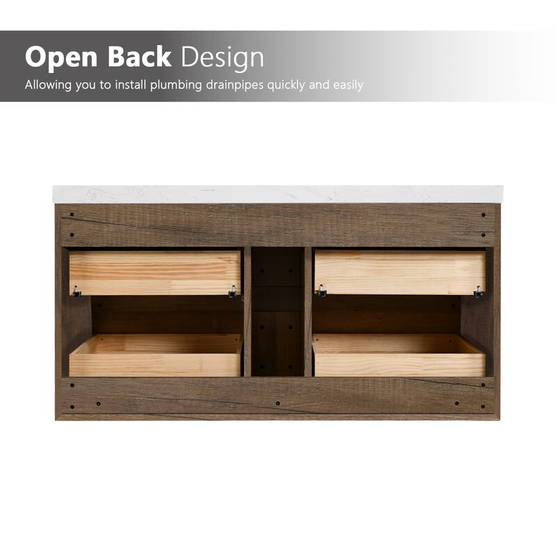 NebulaSky 24/ 30/ 36/ 48 in Wall Mounted Single Sink Bathroom Vanity with Engineered Stone Top Combo Cabinet Vanity Set