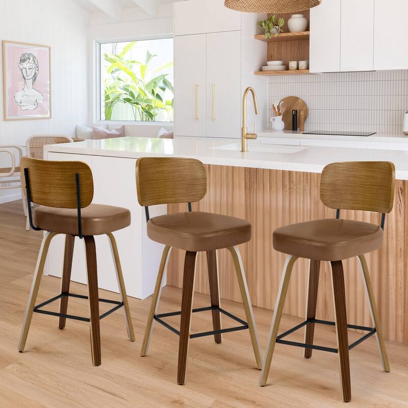 26" Swivel Upholstered Counter Height Bar Stool - 36.4" H x 17.1" W x 20" D