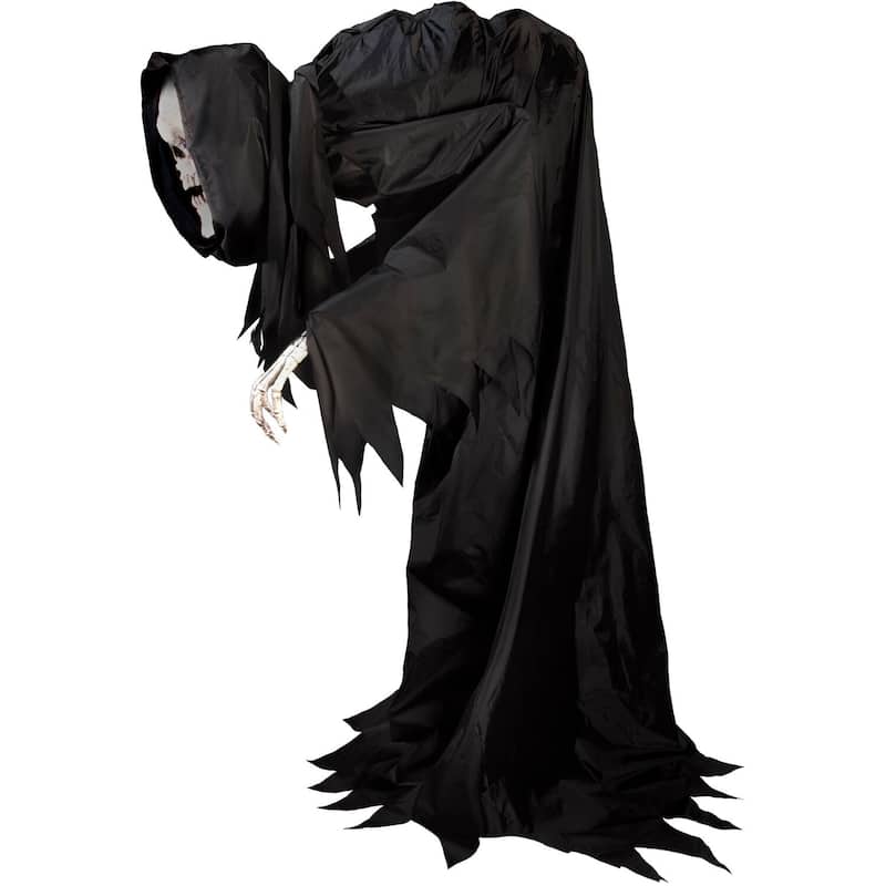 Haunted Hill Farm Colossal the Hunched Skeleton Reaper by Tekky, Premium Talking Halloween Animatronic, Plug-In or Battery