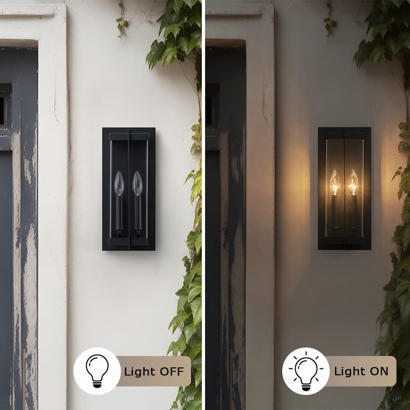 Modern Black Outdoor Wall Lights with 2-Light Candelabra