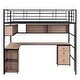 preview thumbnail 7 of 14, Elegant Metal Full Loft Bed with Bookcase, Desk and Cabinet, Black