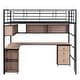 preview thumbnail 5 of 26, Minimalist Style Full Size Metal Loft Kids Bed with Bookcase,Desk,Ladder,Guardrail and Cabinet