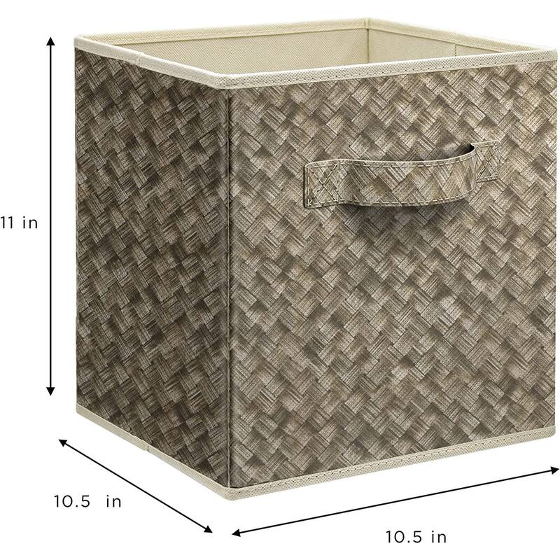 Sorbus Foldable Storage Cube Basket Bin (4 Pack, Woven Print - Beige)