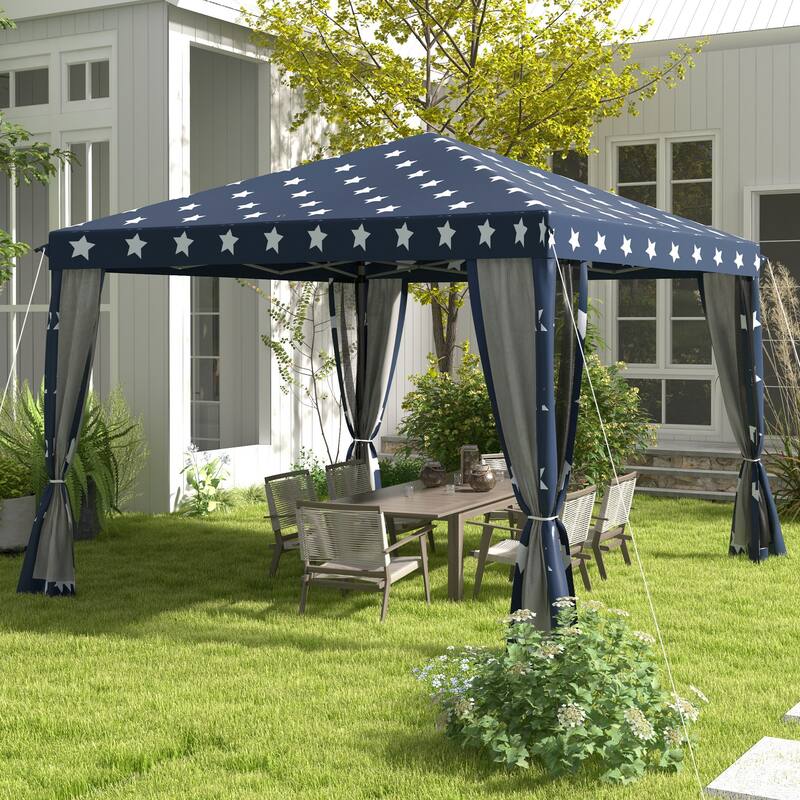 10' x 10' Instant Pop-Up Canopy Tent with Netting, Adjustable Height, Portable Gazebo for Outdoor Events