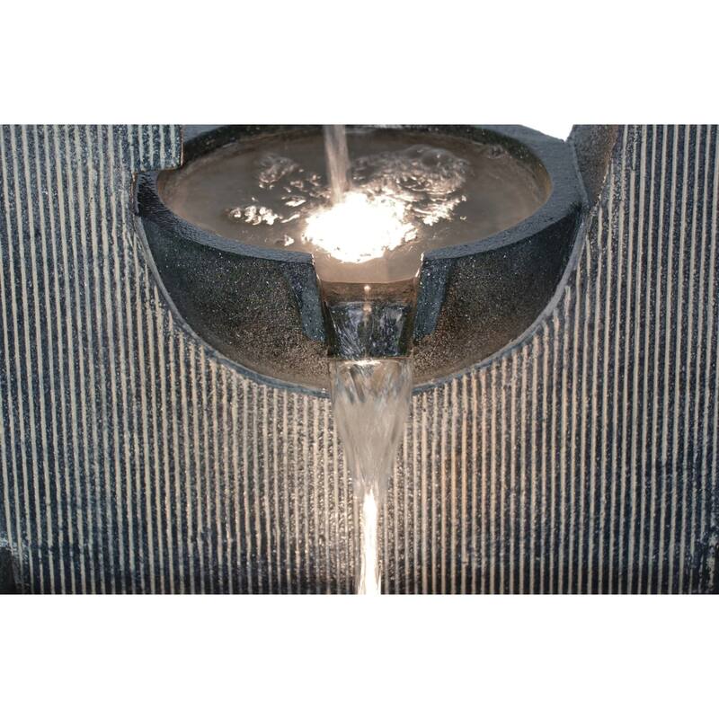 LED Lighted 3-Tier Cascading Outdoor Garden Water Fountain - 31.75" - Gray
