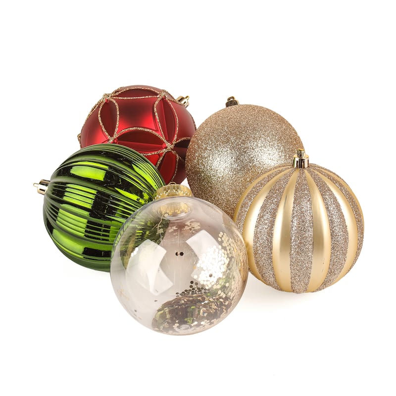 National Tree Company 4 in.Christmas Ball Ornaments, Red, Green and Silver, Set of 9 - 4 in