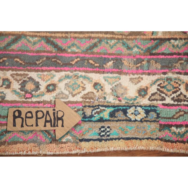 Hand Knotted Oriental 100% Wool Carpet Traditional Medallion Coral Hamedan Area Rug - 9' 8'' X 6' 11''