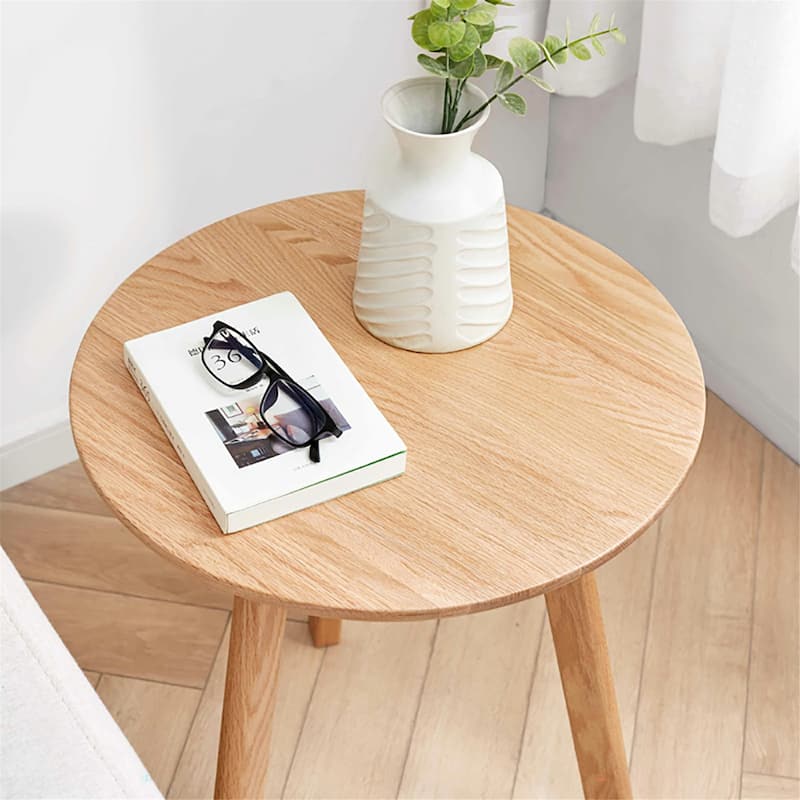 Round End Table,Small End Table,Side Table,Coffee Table,Bedside Table,Night Stand with Wood Legs