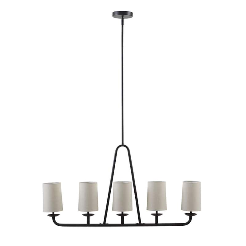 5-Light Farmhouse Bronze Linear Chandelier for Dining Room