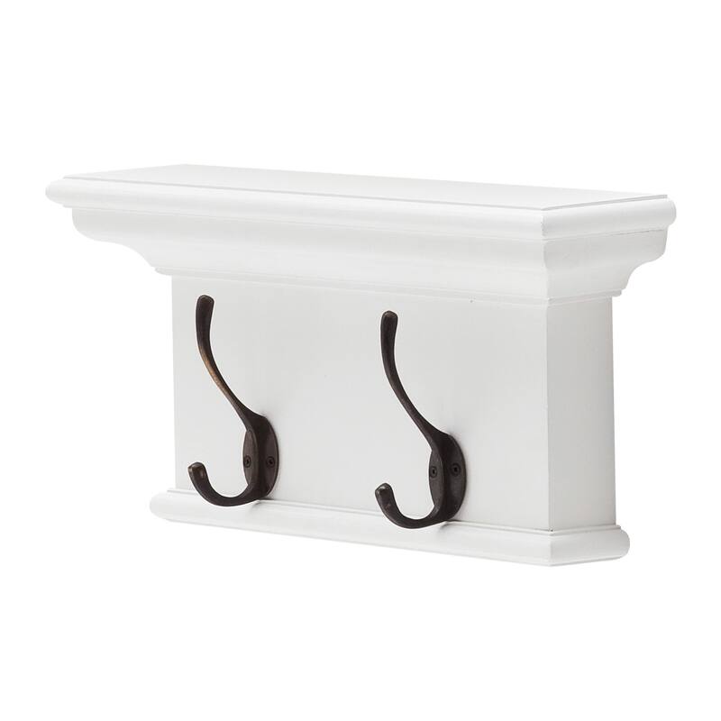 HomeRoots Classic White Two Hook Hanging Coat Rack - 15.75 in. x 7.87 in. x 3.94 in.
