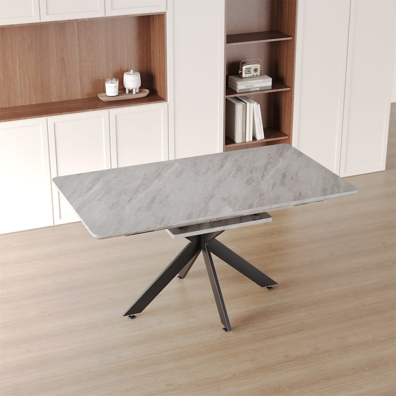 Extendable 78.15"Very large Grey Dining Table