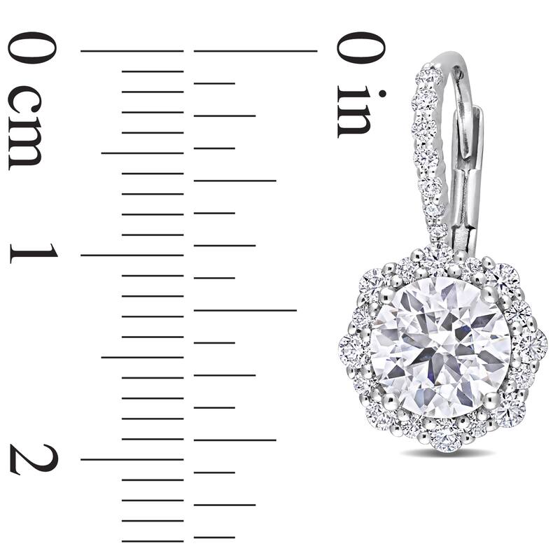 Miadora 3 1/6ct DEW Created Moissanite Floral Halo Leverback Earrings in Sterling Silver