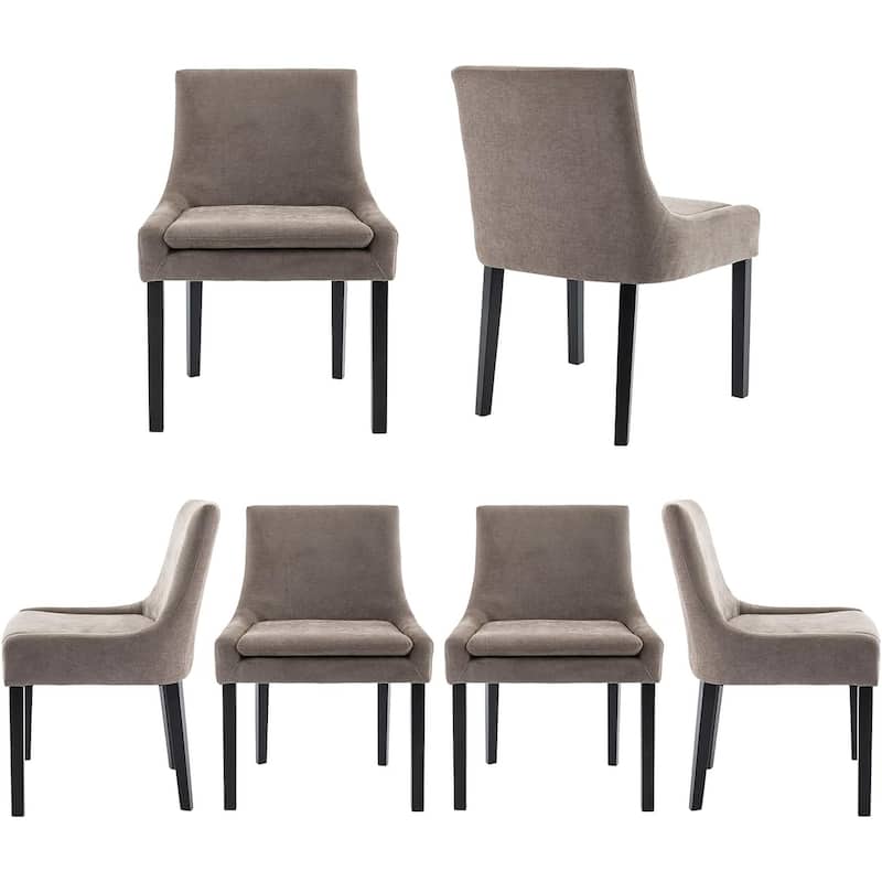 Upholstered Corduroy Accent Side Leisure Chairs with Soild Wood Legs - SET OF 6 - Camel