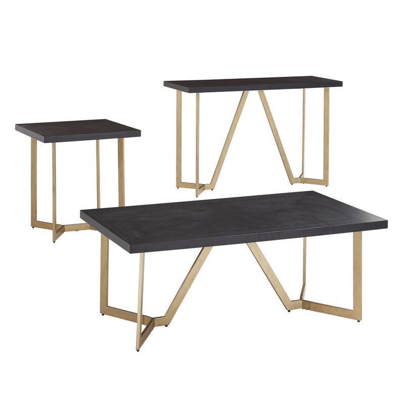 Cheyenne Black and Gold Metal Base Table Set by iNSPIRE Q Modern