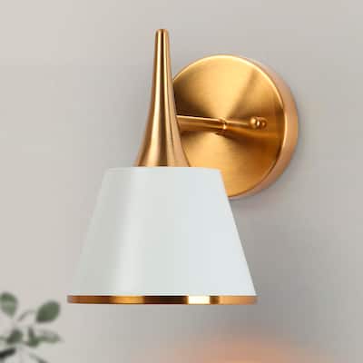 Nisa Modern Gold 1-Light Bathroom Vanity Wall Sconces for Powder Room Bedside - L 5.9"* W 7.9"* H 9"