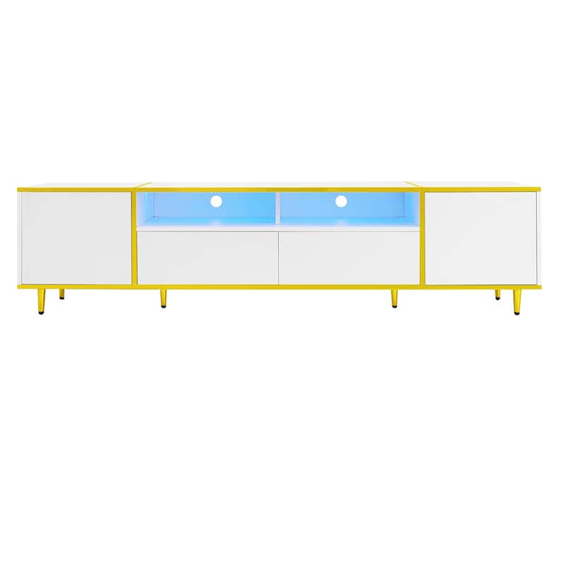 70.9" LED TV Stand with 2 Cabinets and 2 Drawers with Cable Management