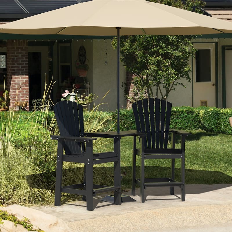 Modern Outdoor Bar Stools Set of 2 or 4 - with Ergonomic Adirondack Design, Durable HDPE Construction & Weather-Resistant